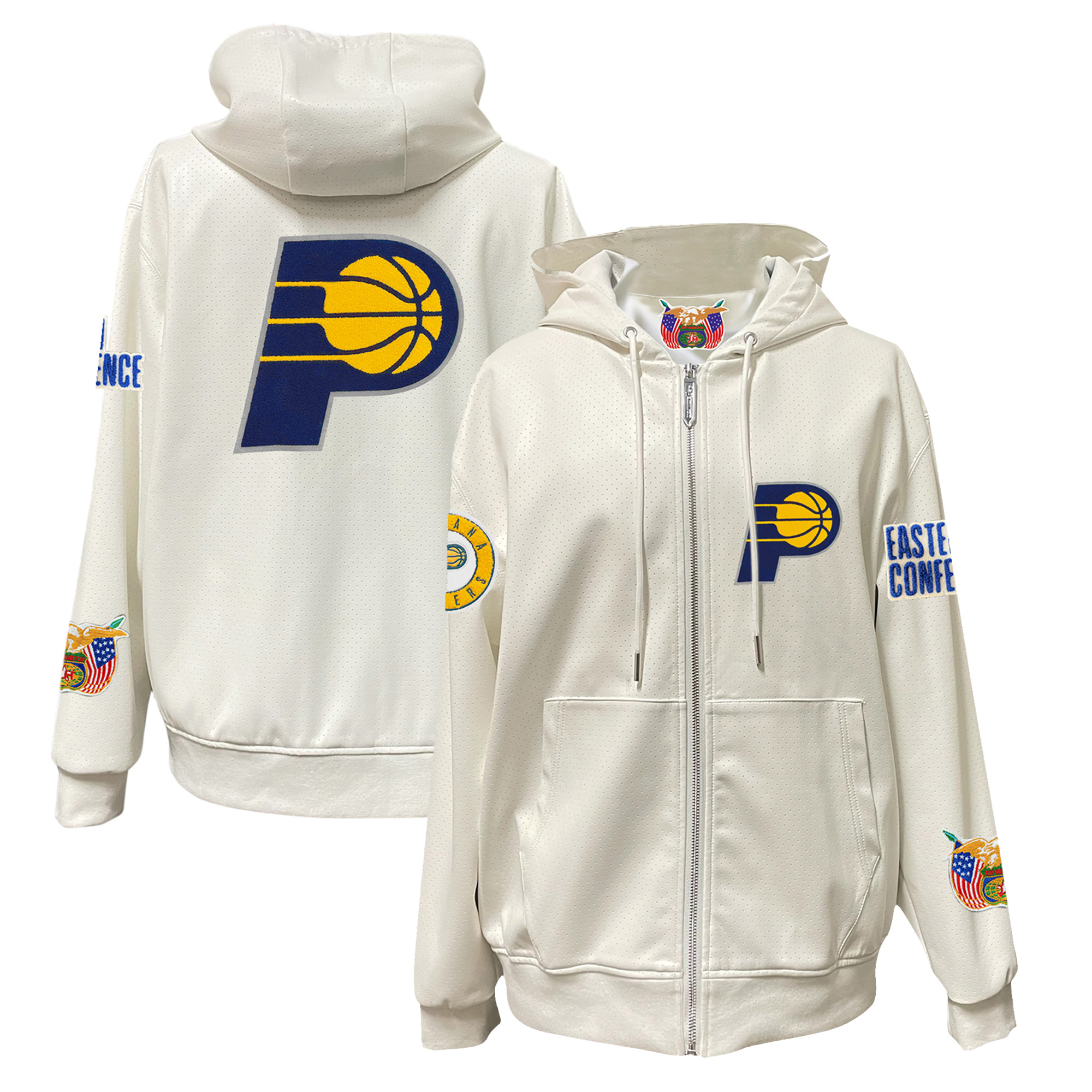 Men's Jeff Hamilton White Indiana Pacers Vegan Leather Full-Zip Hoodie
