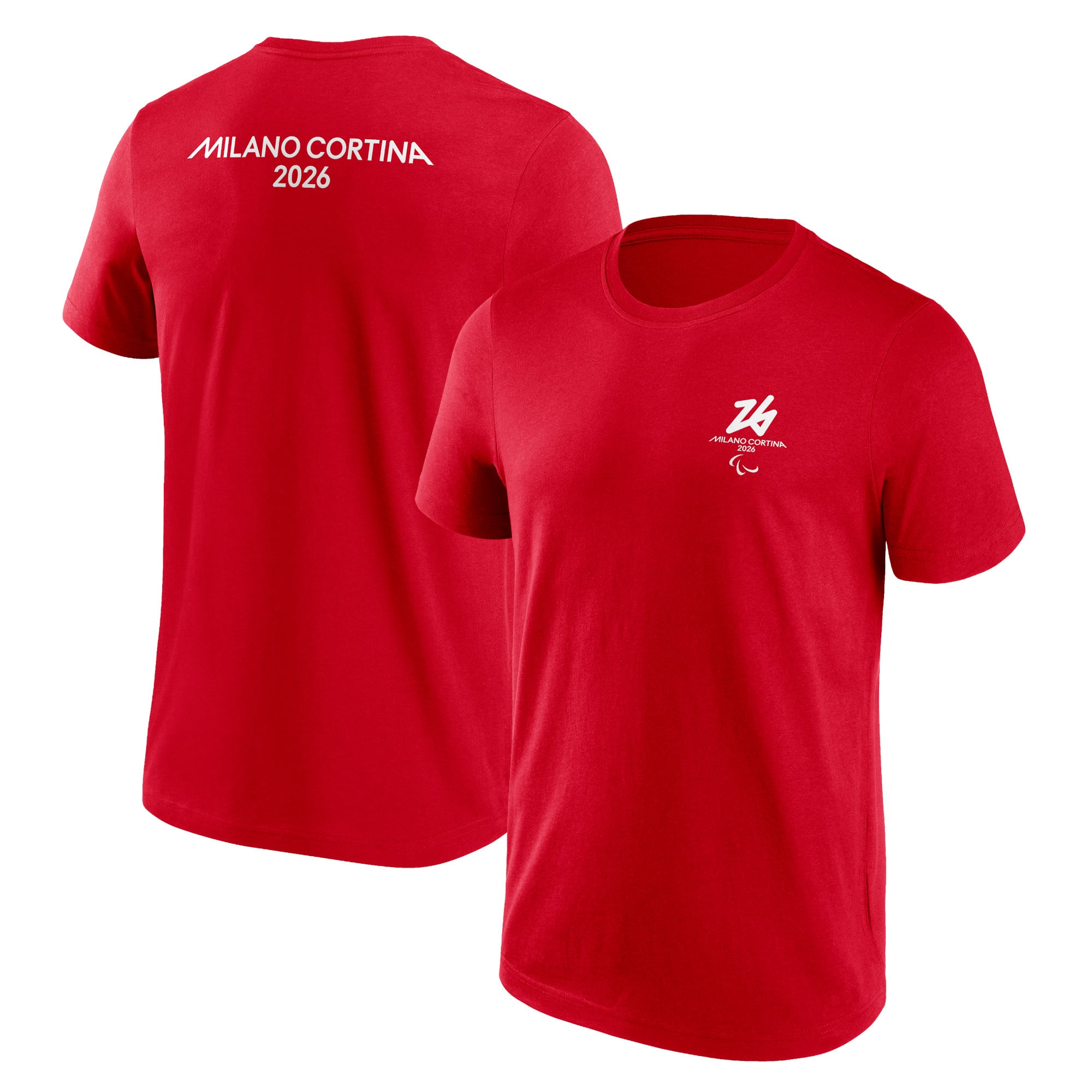 T-shirt con grafica con logo anteriore e posteriore delle Paralimpiadi Milano Cortina 2026 - Rossa