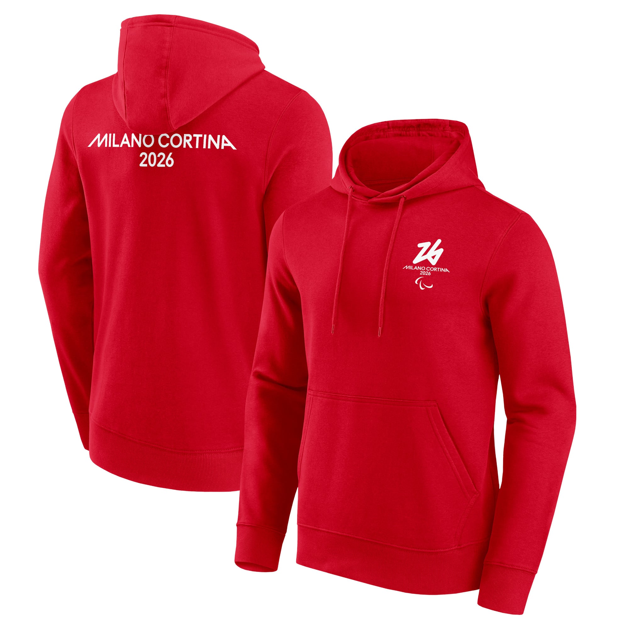 Felpa con cappuccio grafica con logo anteriore e posteriore delle Paralimpiadi Milano Cortina 2026 - Rossa