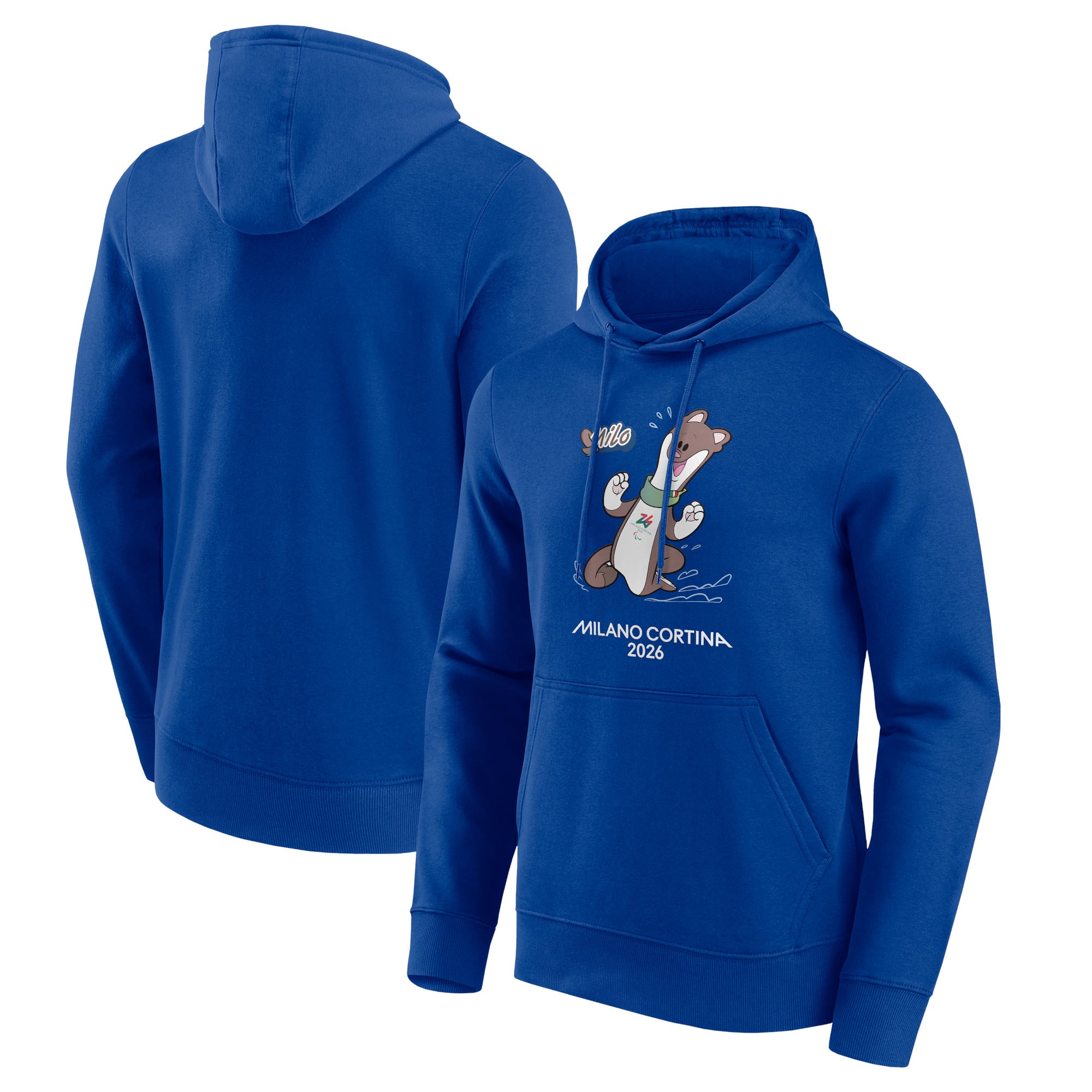 Felpa con cappuccio grafica Milo Mascot delle Paralimpiadi di Milano Cortina 2026 - Blu