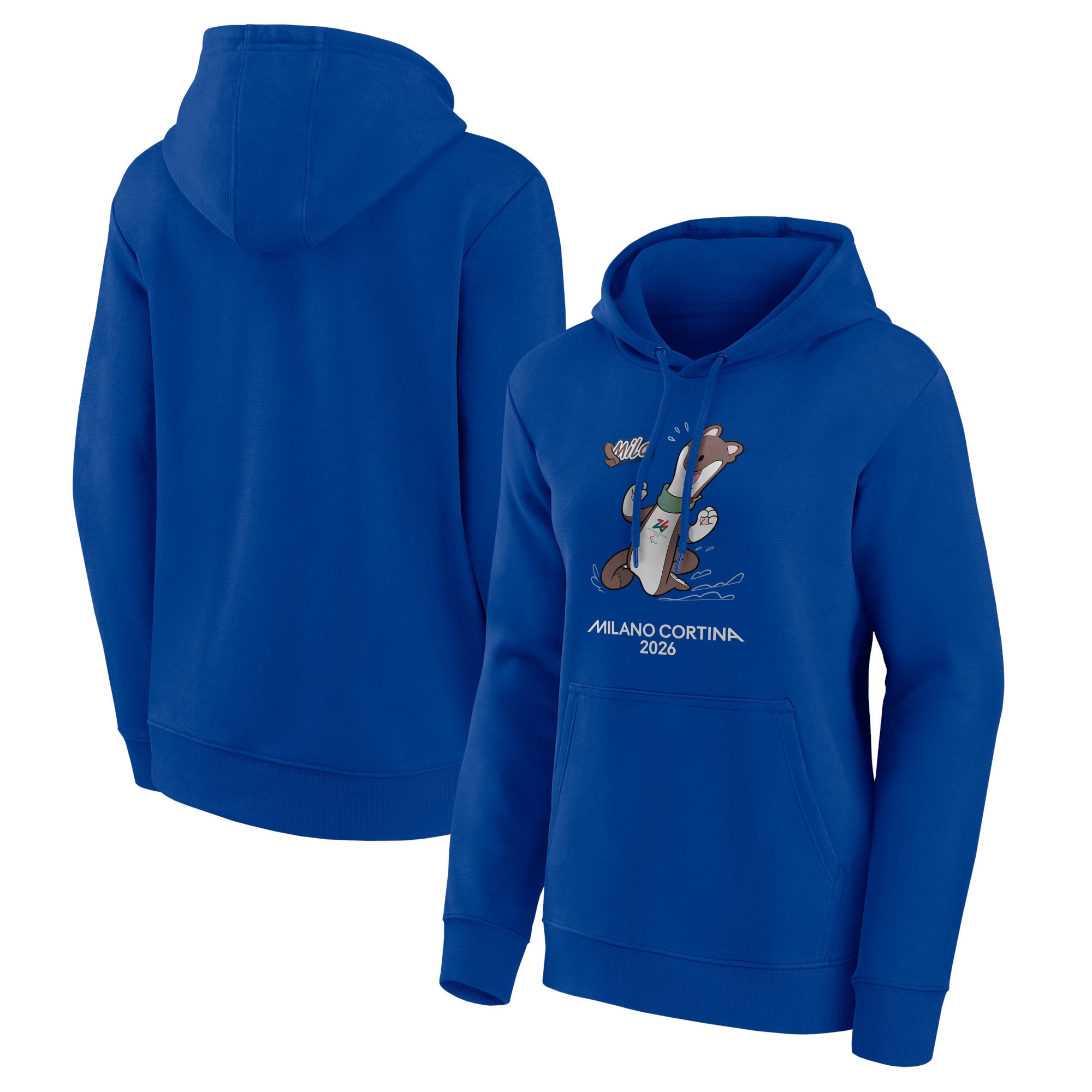 Felpa con cappuccio grafica Milo Mascot delle Paralimpiadi di Milano Cortina 2026 - Donna - Blu