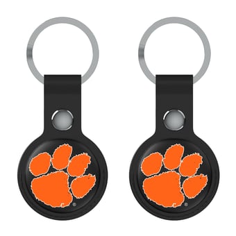 Keyscaper Clemson Tigers Black Leatherette AirTag Holder 2-Pack