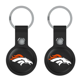 Keyscaper Denver Broncos Black Leatherette AirTag Holder 2-Pack