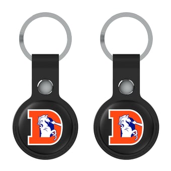 Keyscaper Denver Broncos Black Leatherette AirTag Holder 2-Pack