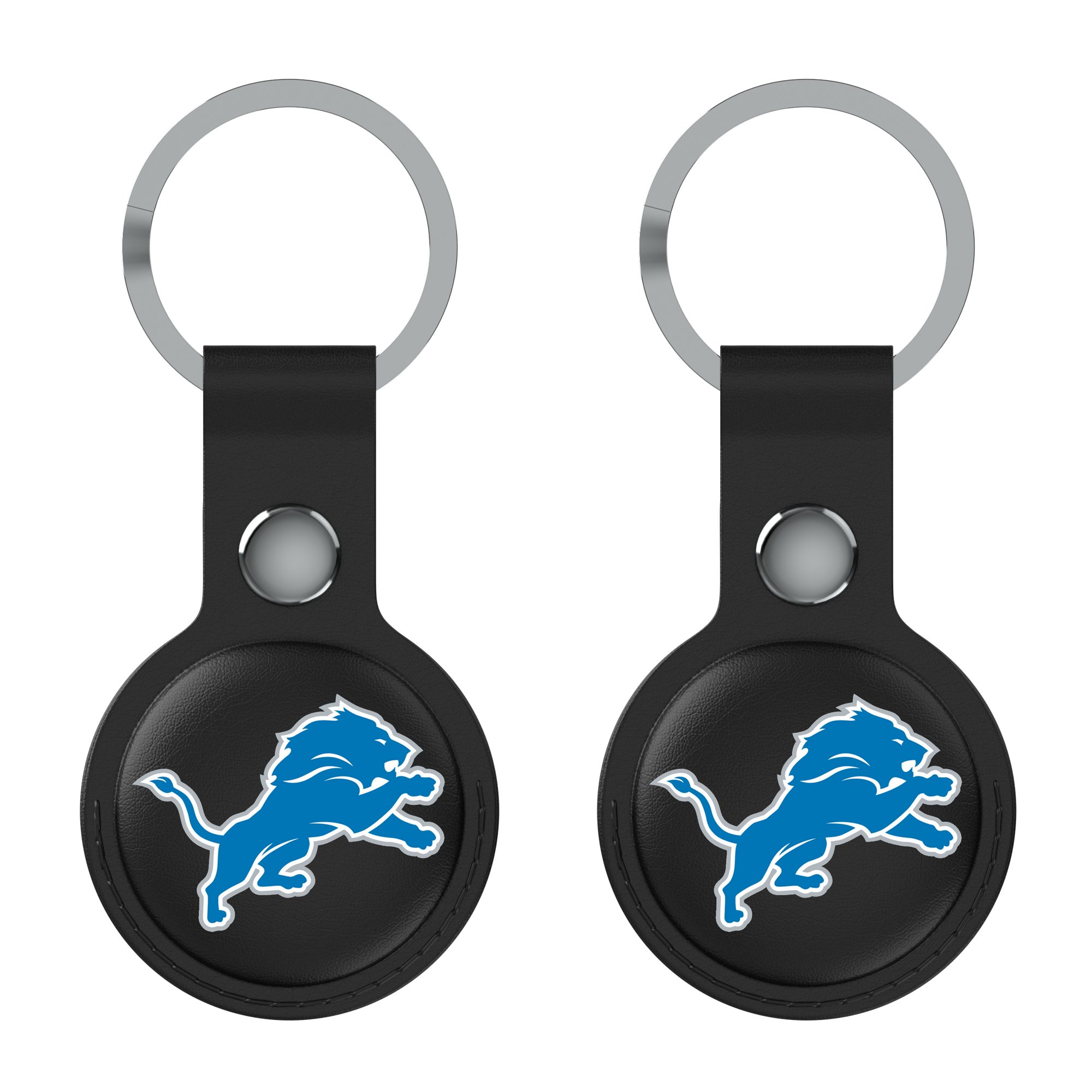 Keyscaper Detroit Lions Black Leatherette AirTag Holder 2-Pack