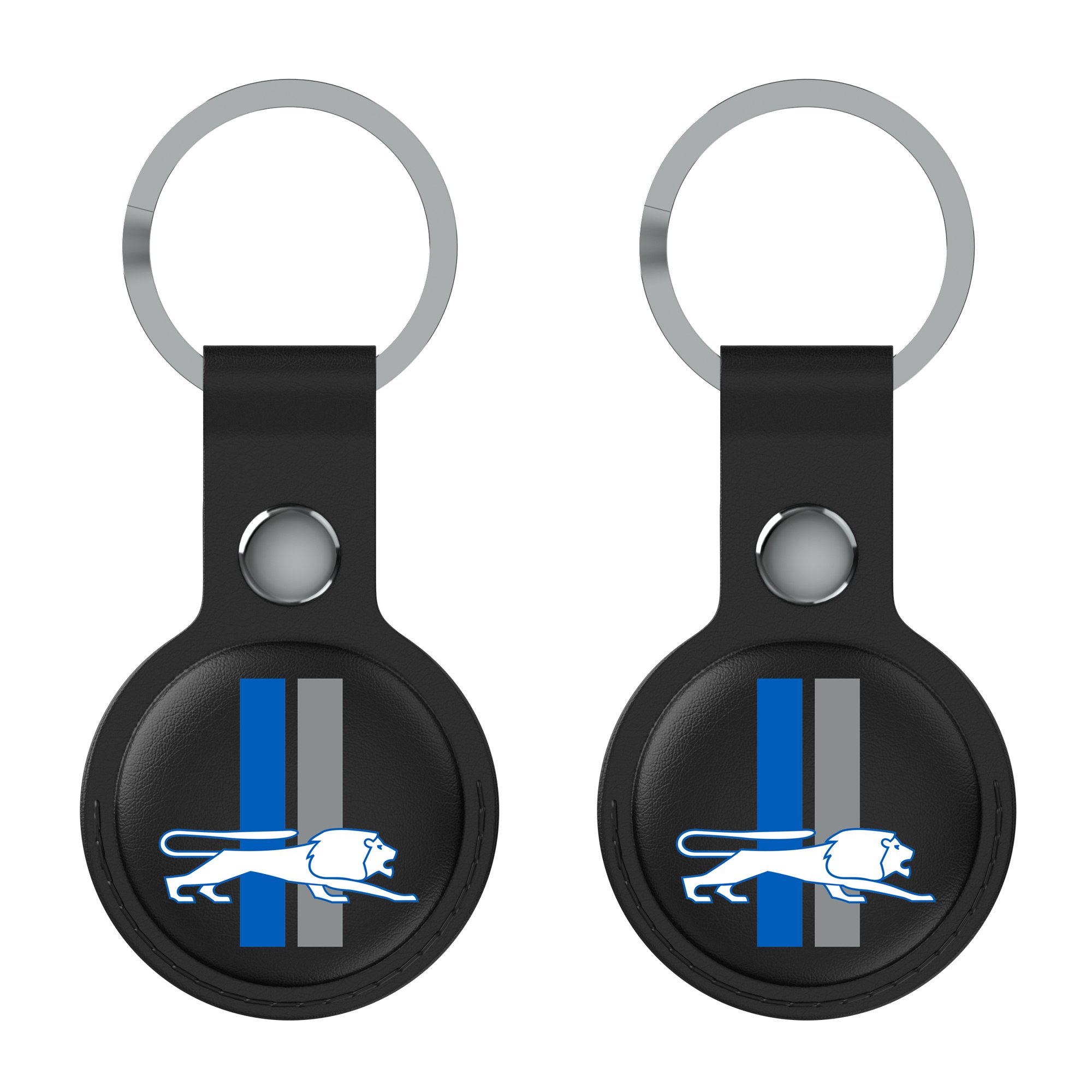 Keyscaper Detroit Lions Black Leatherette AirTag Holder 2-Pack
