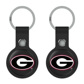 Keyscaper Georgia Bulldogs Black Leatherette AirTag Holder 2-Pack