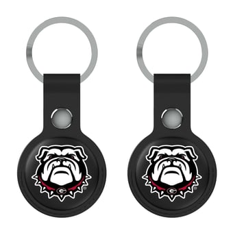 Keyscaper Georgia Bulldogs Black Leatherette AirTag Holder 2-Pack