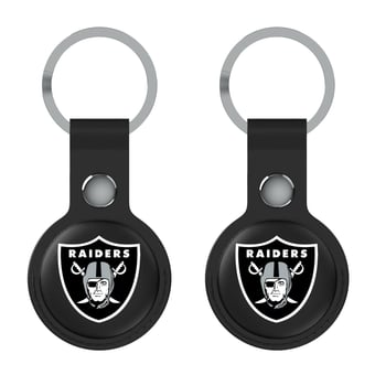 Keyscaper Las Vegas Raiders Black Leatherette AirTag Holder 2-Pack