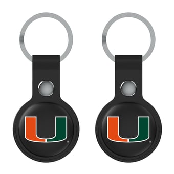 Keyscaper Miami Hurricanes Black Leatherette AirTag Holder 2-Pack