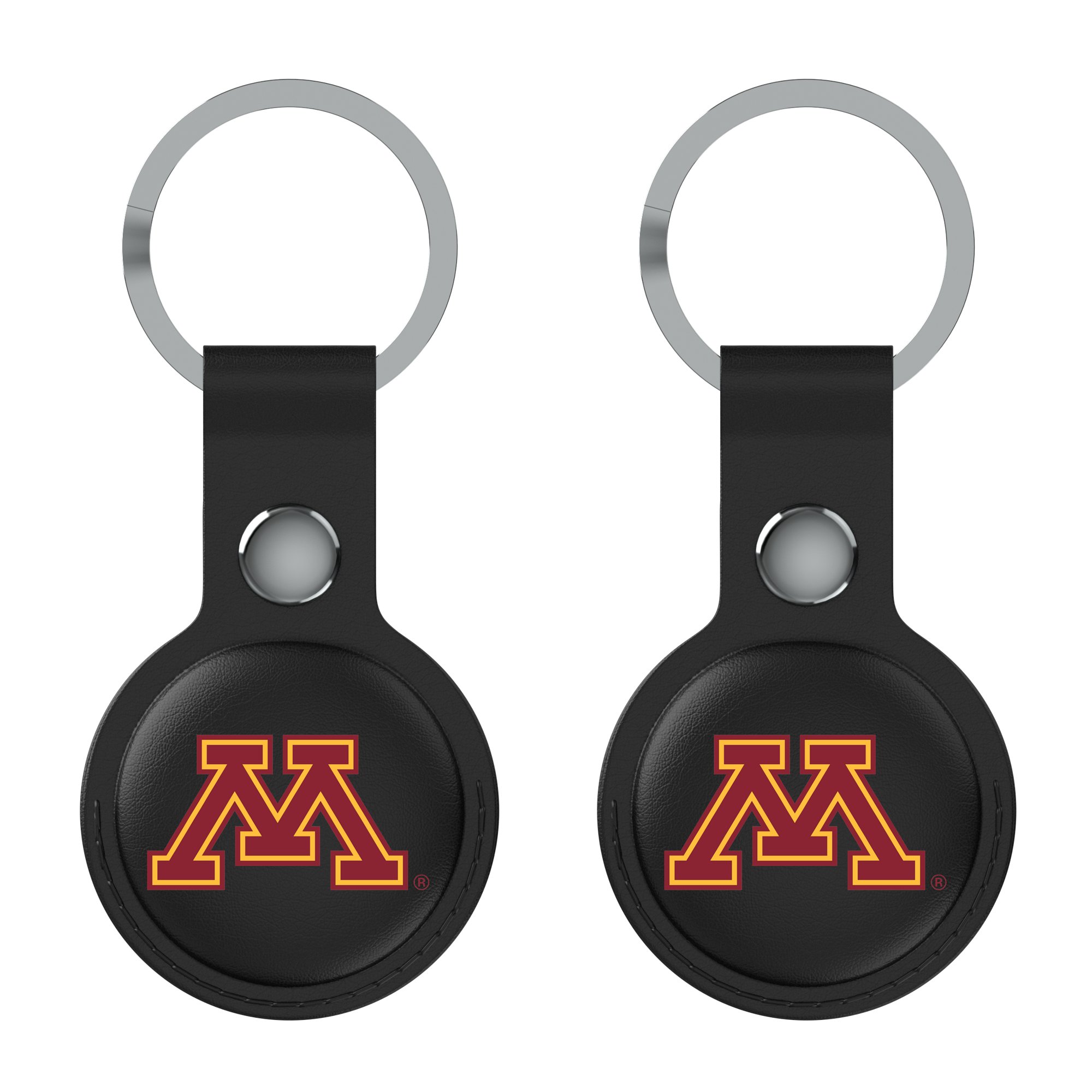 Keyscaper Minnesota Golden Gophers Black Leatherette AirTag Holder 2-Pack