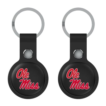 Keyscaper Ole Miss Rebels Black Leatherette AirTag Holder 2-Pack