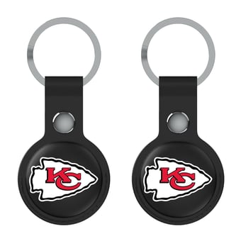 Keyscaper Kansas City Chiefs Black Leatherette AirTag Holder 2-Pack