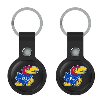 Keyscaper Kansas Jayhawks Black Leatherette AirTag Holder 2-Pack