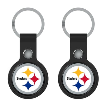 Keyscaper Pittsburgh Steelers Black Leatherette AirTag Holder 2-Pack