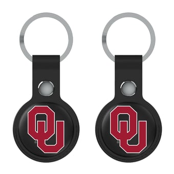 Keyscaper Oklahoma Sooners Black Leatherette AirTag Holder 2-Pack