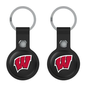 Keyscaper Wisconsin Badgers Black Leatherette AirTag Holder 2-Pack