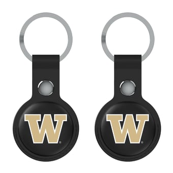 Keyscaper Washington Huskies Black Leatherette AirTag Holder 2-Pack