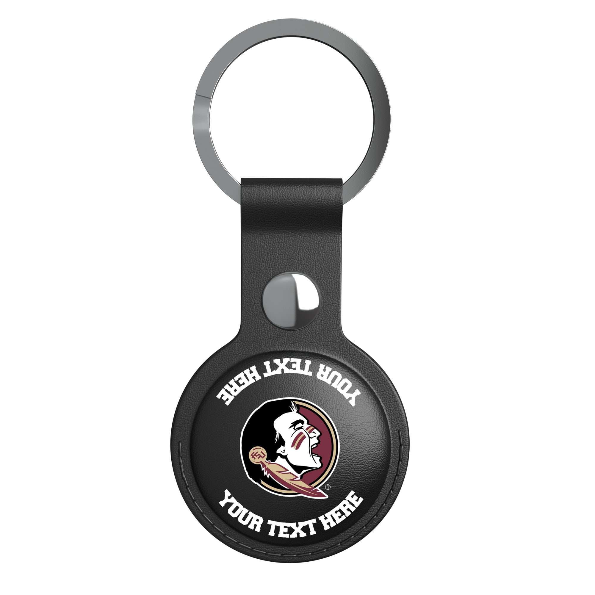 Keyscaper Florida State Seminoles Personalized Black Leatherette AirTag Holder