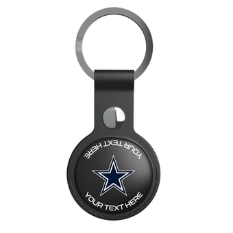 Keyscaper Dallas Cowboys Personalized Black Leatherette AirTag Holder