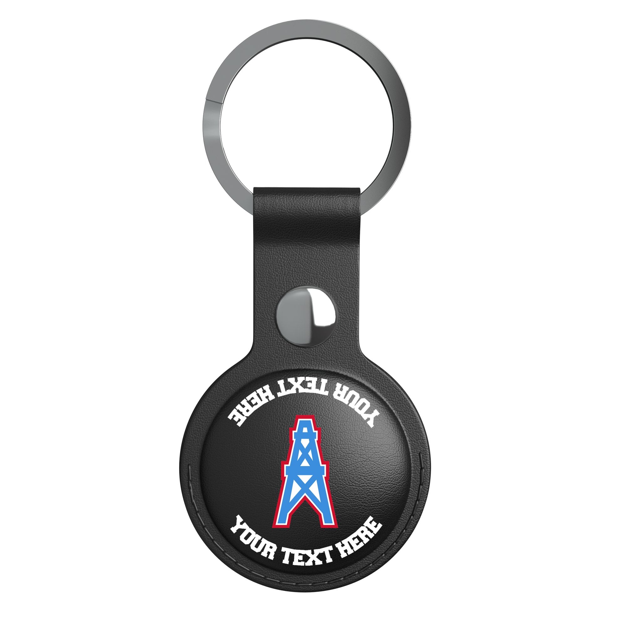 Keyscaper Houston Oilers Personalized Black Leatherette AirTag Holder