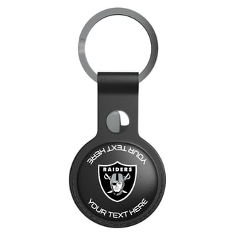 Keyscaper Las Vegas Raiders Personalized Black Leatherette AirTag Holder