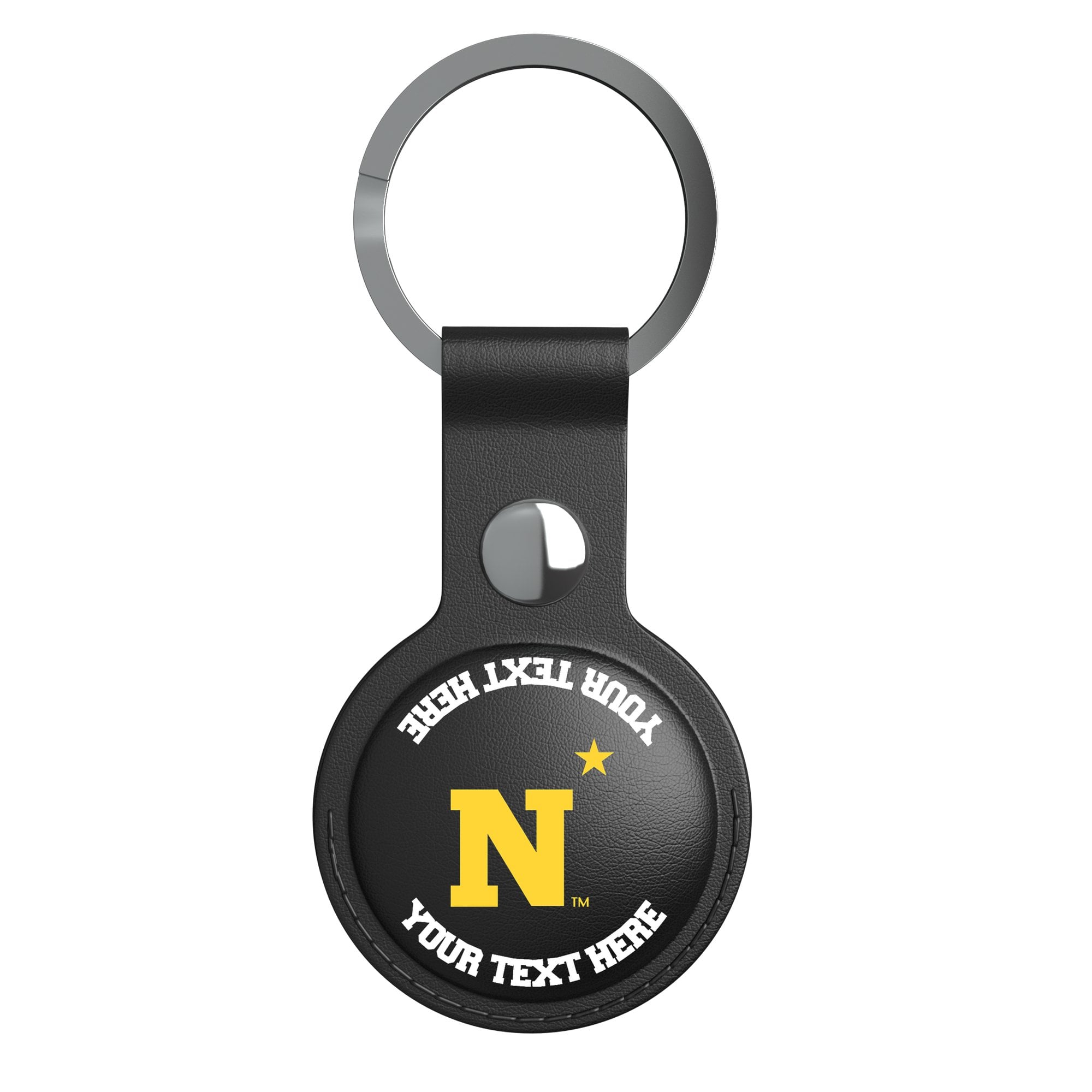 Keyscaper Navy Midshipmen Personalized Black Leatherette AirTag Holder