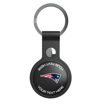 Keyscaper New England Patriots Personalized Black Leatherette AirTag Holder