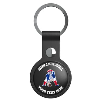 Keyscaper New England Patriots Personalized Black Leatherette AirTag Holder