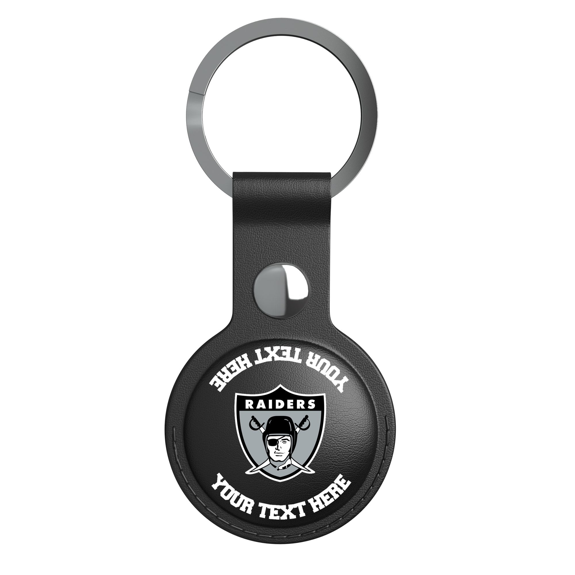 Keyscaper Oakland Raiders Personalized Black Leatherette AirTag Holder