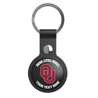 Keyscaper Oklahoma Sooners Personalized Black Leatherette AirTag Holder