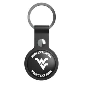 Keyscaper West Virginia Mountaineers Personalized Black Leatherette AirTag Holder
