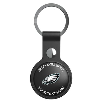 Keyscaper Philadelphia Eagles Personalized Black Leatherette AirTag Holder