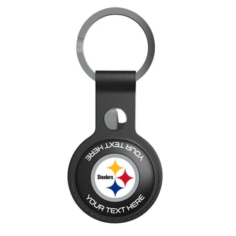 Keyscaper Pittsburgh Steelers Personalized Black Leatherette AirTag Holder