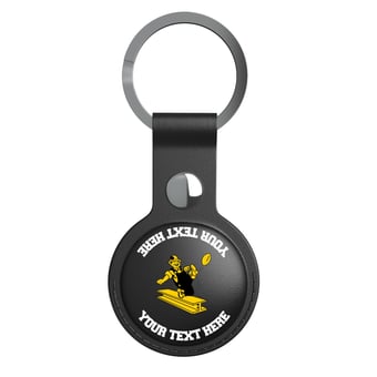 Keyscaper Pittsburgh Steelers Personalized Black Leatherette AirTag Holder