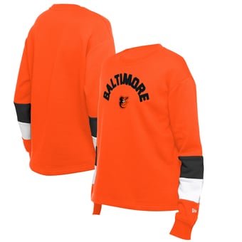 Women's New Era  Orange Baltimore Orioles Gameday Crewneck Sweatshirt