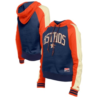 Women's New Era  Navy Houston Astros Cooperstown Collection Cropped Raglan Pullover Hoodie
