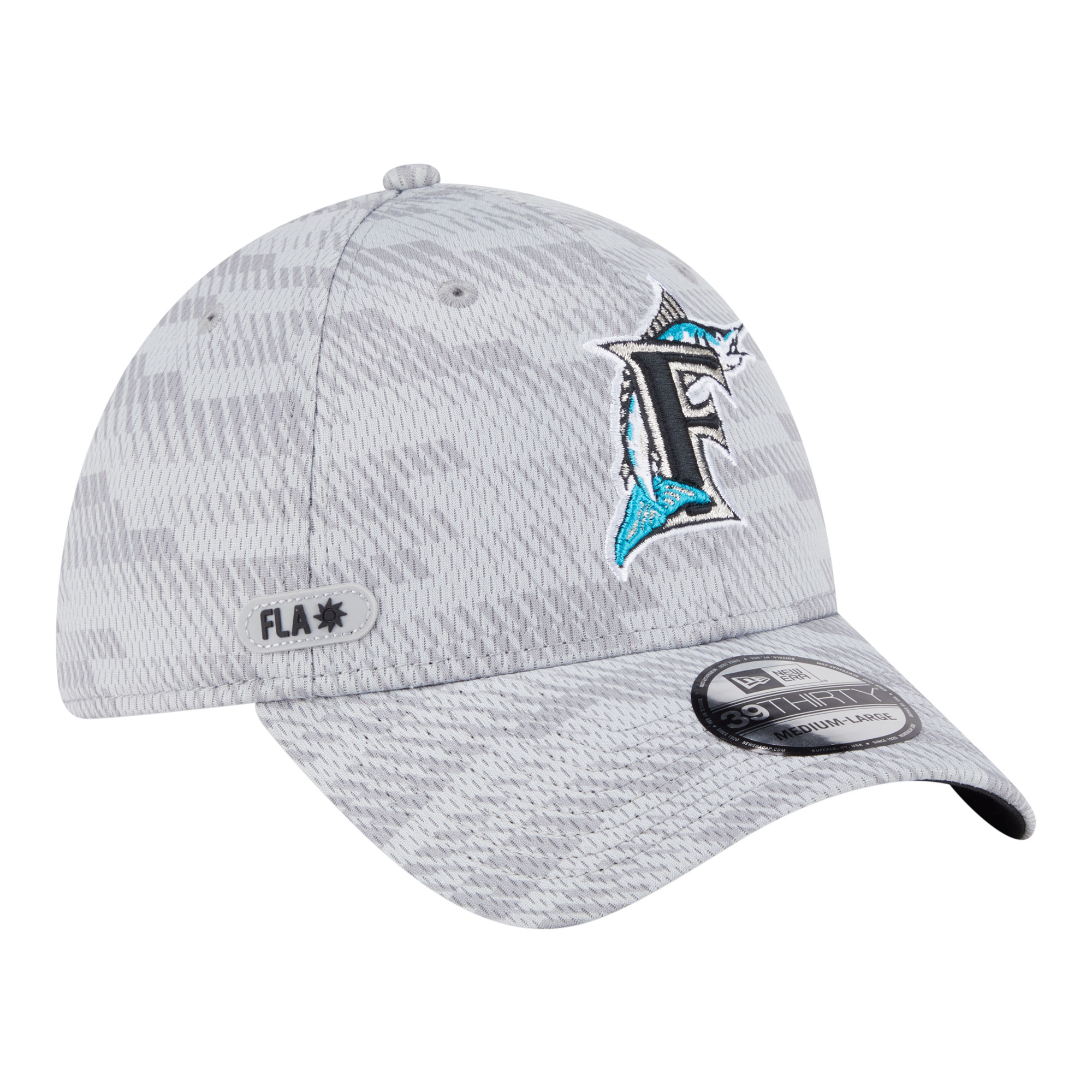 Men's New Era  Gray Florida Marlins 2025 MLB Clubhouse 39THIRTY Flex Hat