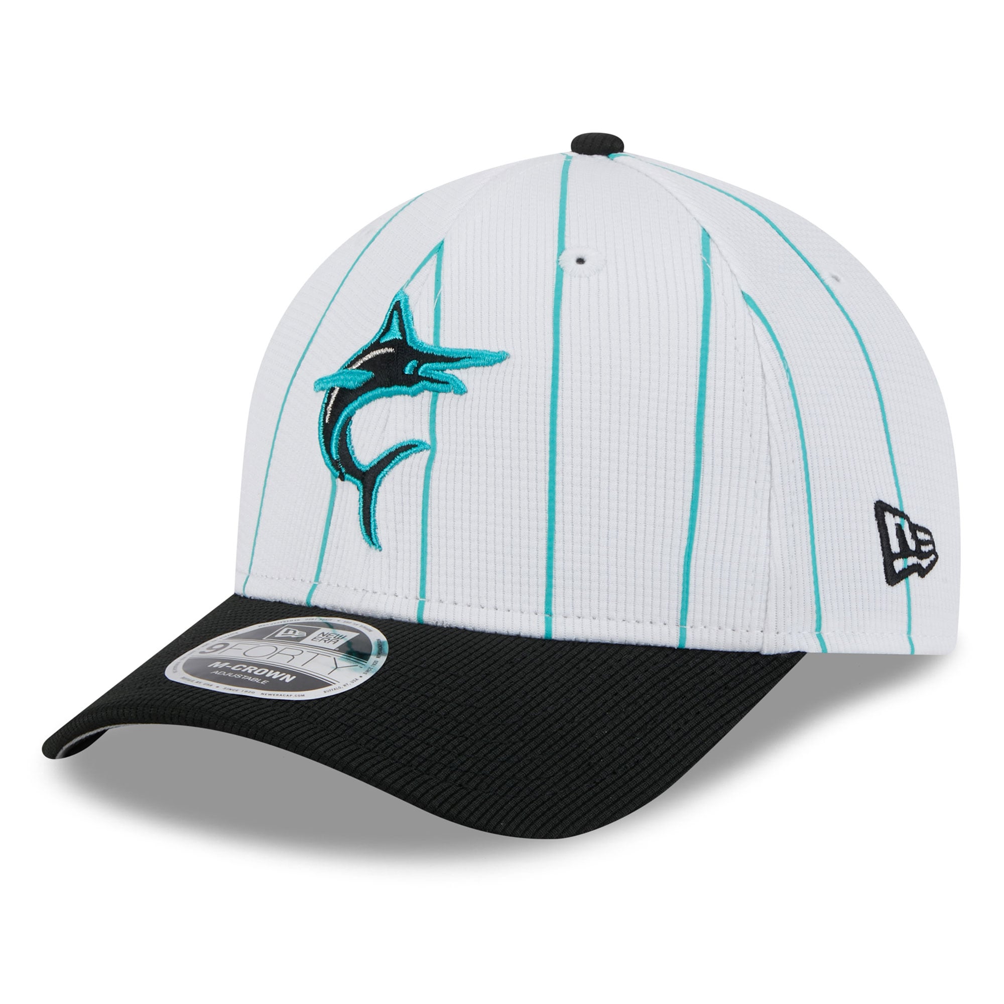 Men's New Era  White/Black Miami Marlins 2025 Batting Practice 9FORTY M-Crown Adjustable Hat