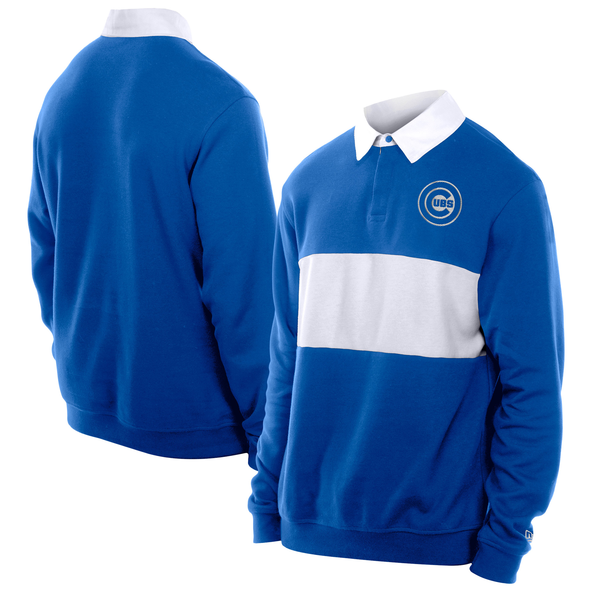 Men’s New Era Royal Chicago Cubs Throwback Prep Colorblock Rugby Polo Men’s New Era Royal Chicago Cubs Throwback Prep Colorblock Rugby Polo