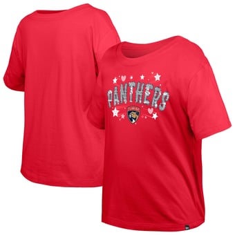 Girl's Youth New Era  Red Florida Panthers Flip Sequin T-Shirt