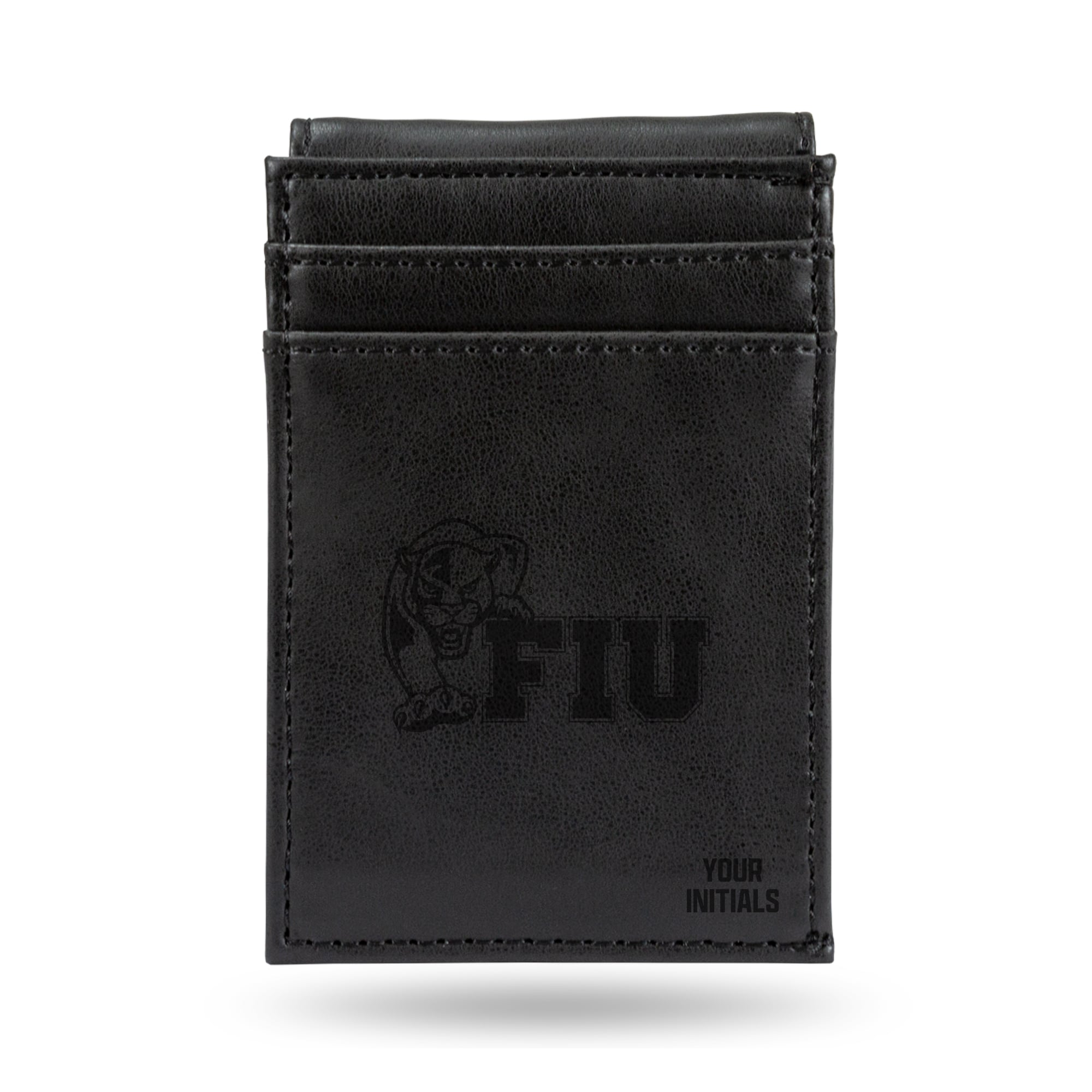 Black FIU Panthers Personalized Front Pocket Wallet
