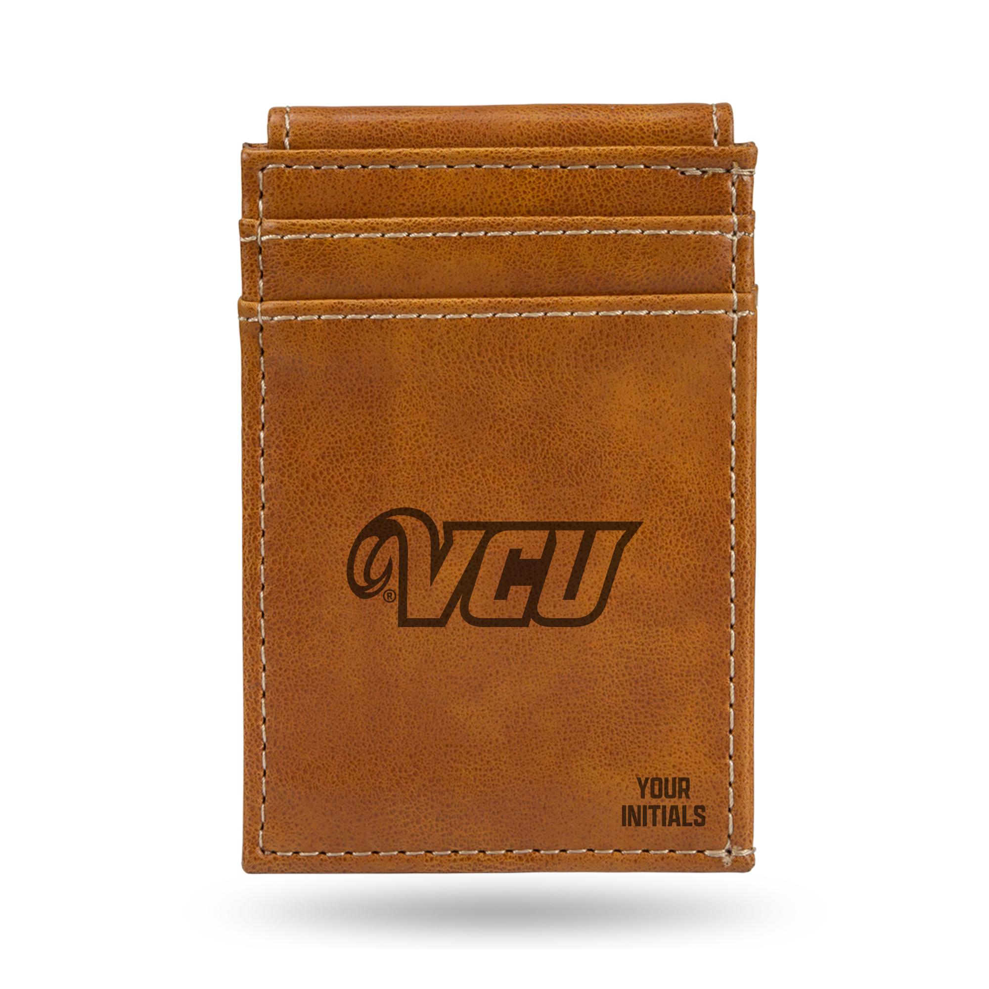 Brown VCU Rams Personalized Front Pocket Wallet Brown VCU Rams Personalized Front Pocket Wallet