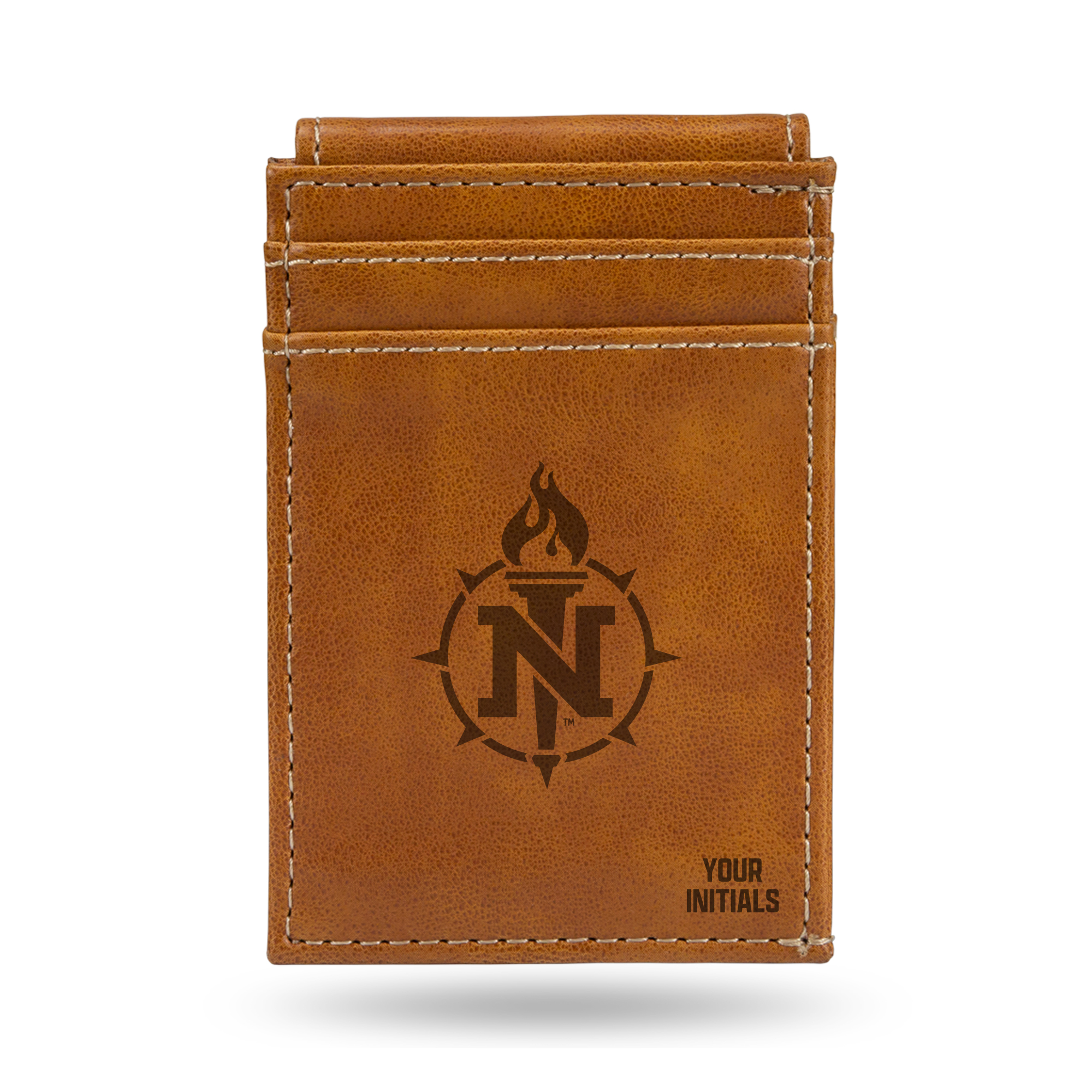 Brown Northern Michigan Wildcats Personalized Front Pocket Wallet