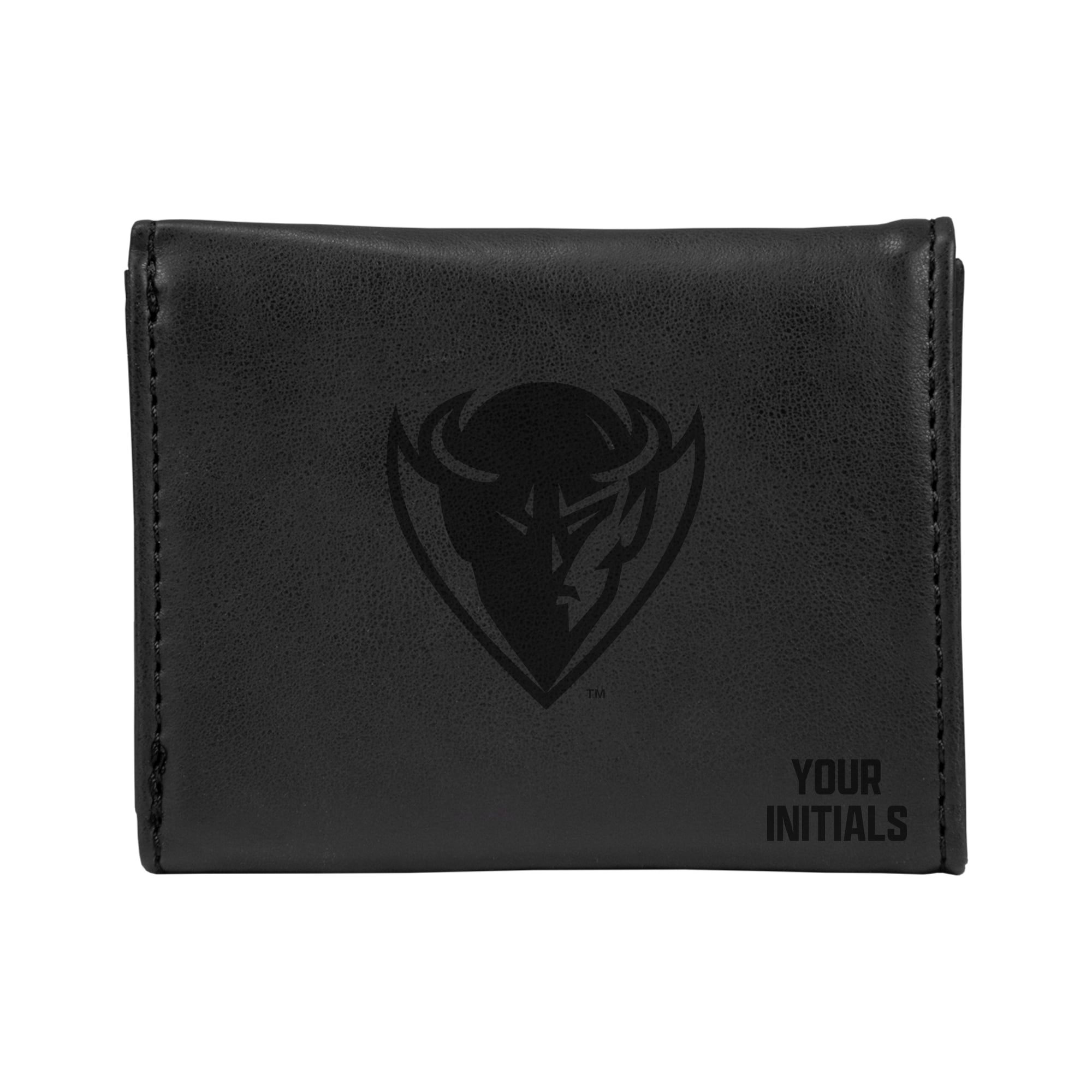 Black DePaul Blue Demons Personalized Trifold Wallet
