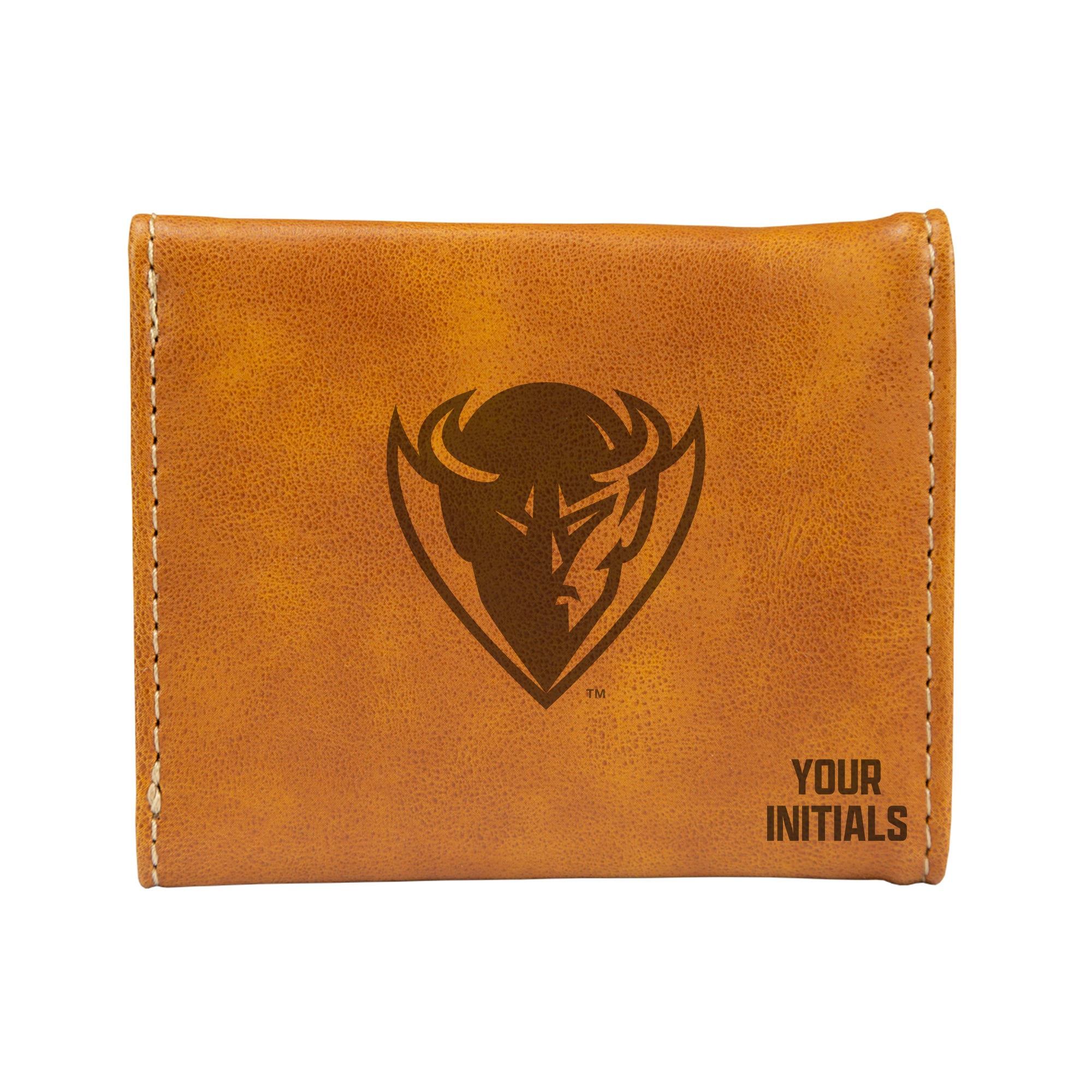 Brown DePaul Blue Demons Personalized Trifold Wallet