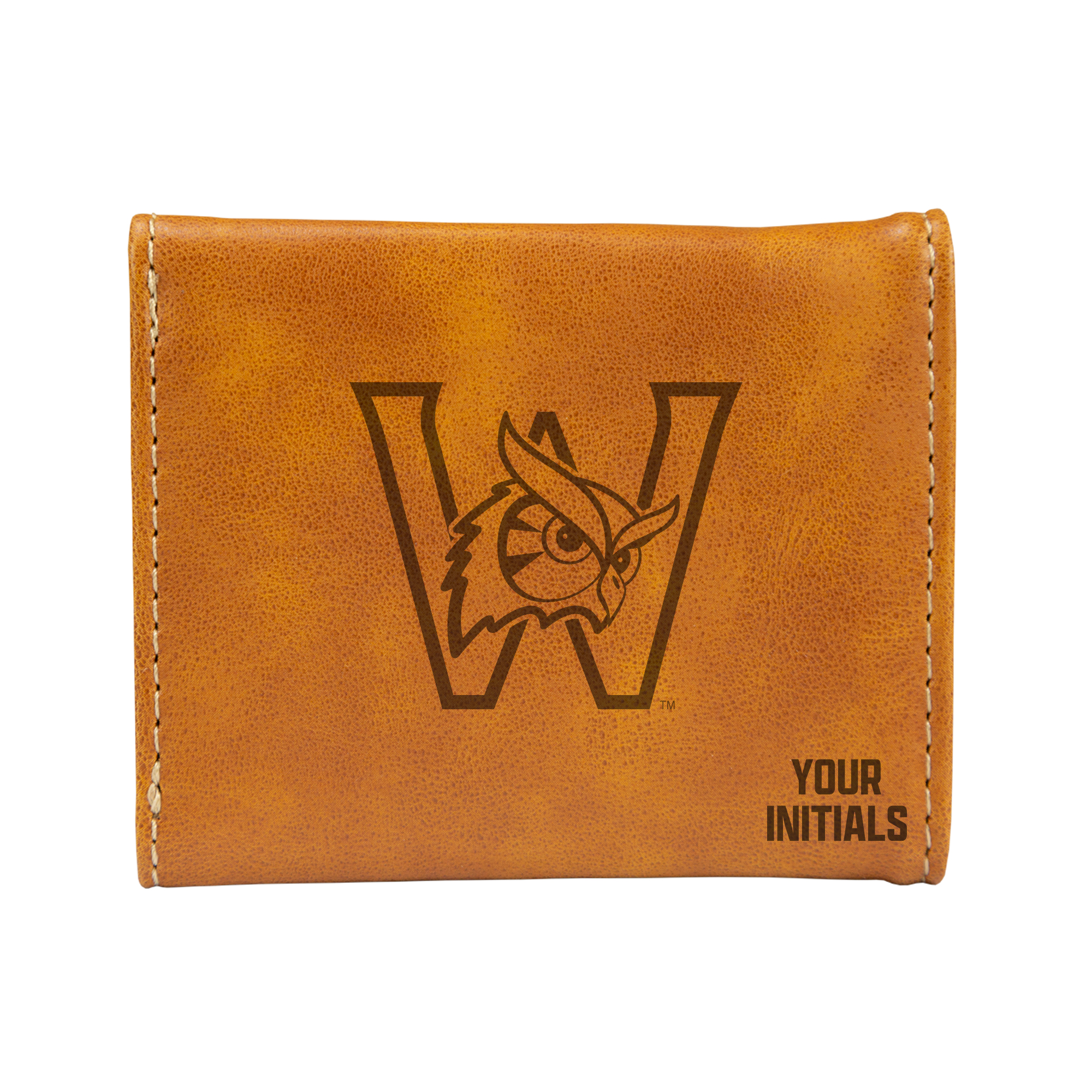 Brown Westfield State Owls Personalized Trifold Wallet