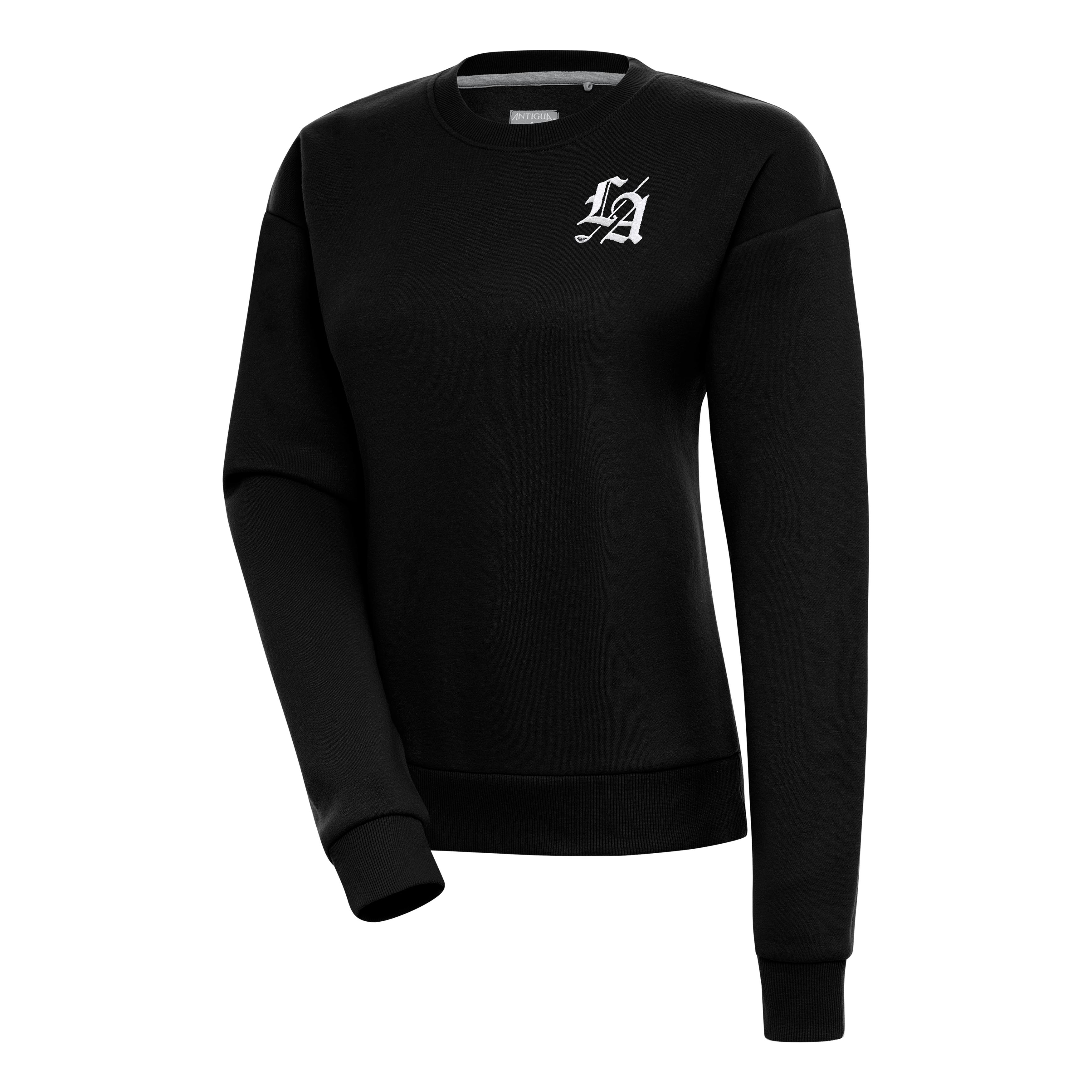 Women’s Antigua Black TGL Los Angeles Golf Club Fleece Victory Pullover Sweatshirt Women’s Antigua Black TGL Los Angeles Golf Club Fleece Victory Pullover Sweatshirt