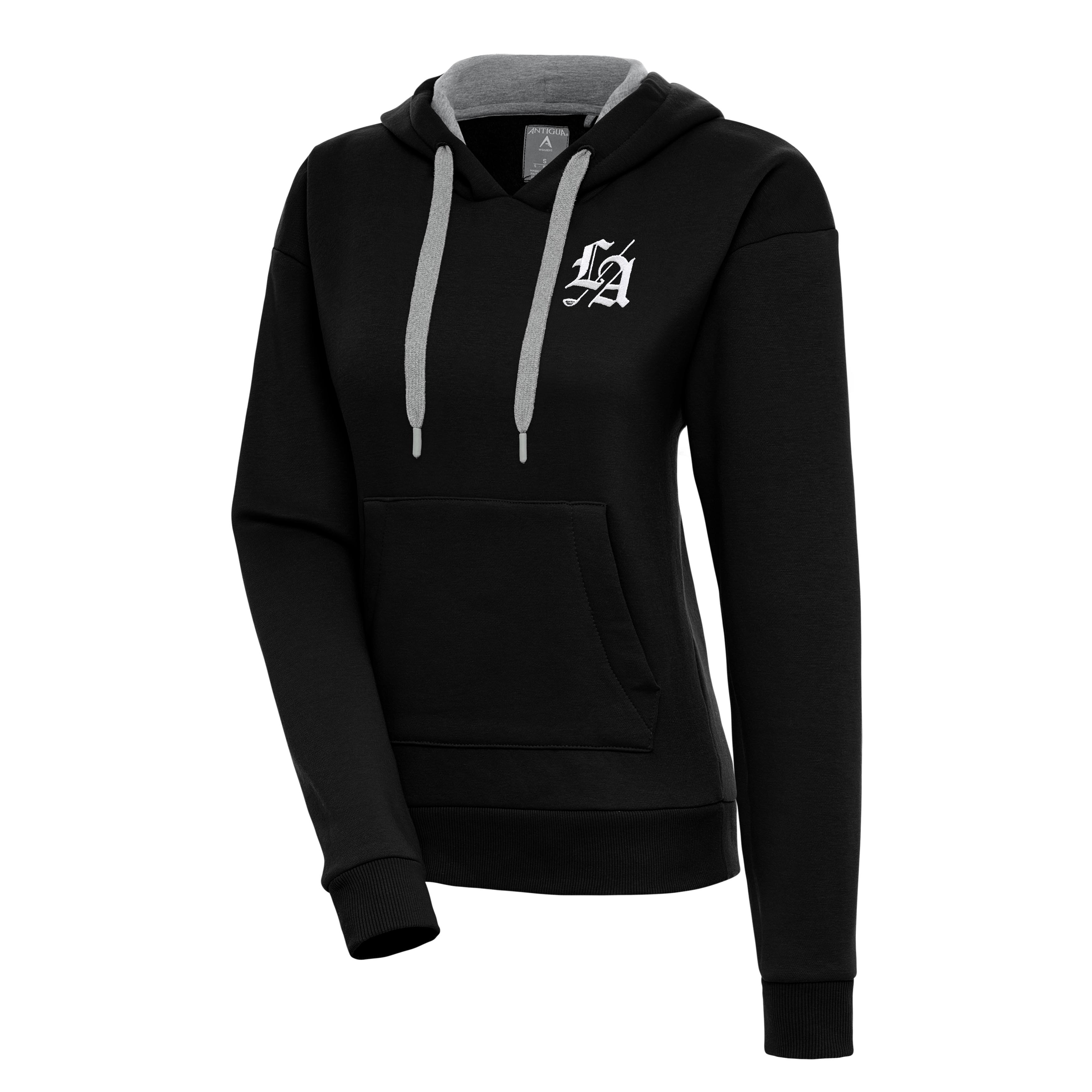 Women’s Antigua Black TGL Los Angeles Golf Club Fleece Victory Pullover Hoodie Women’s Antigua Black TGL Los Angeles Golf Club Fleece Victory Pullover Hoodie