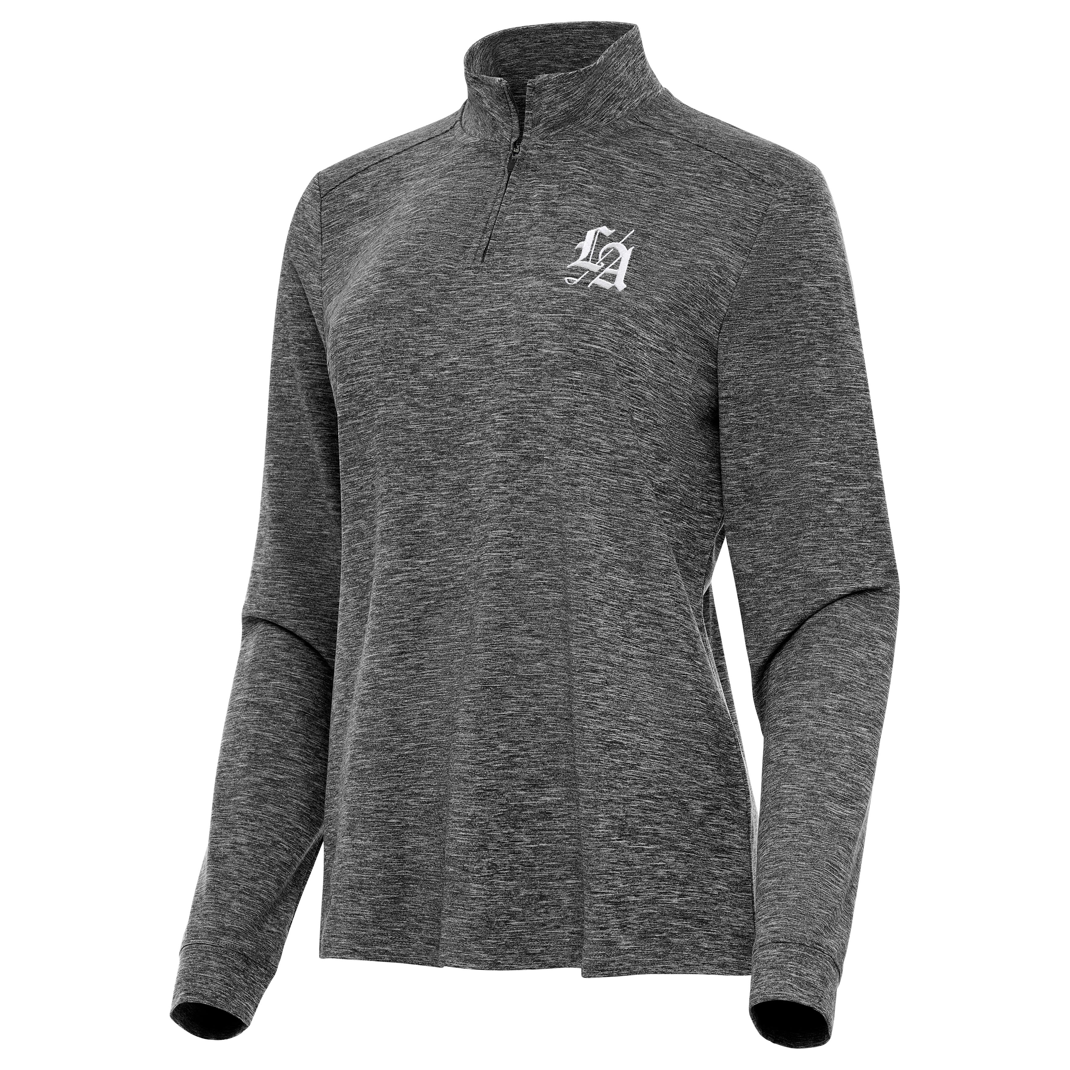 Women’s Antigua Heather Black TGL Los Angeles Golf Club Mentor Quarter-Zip Long Sleeve Performance Top